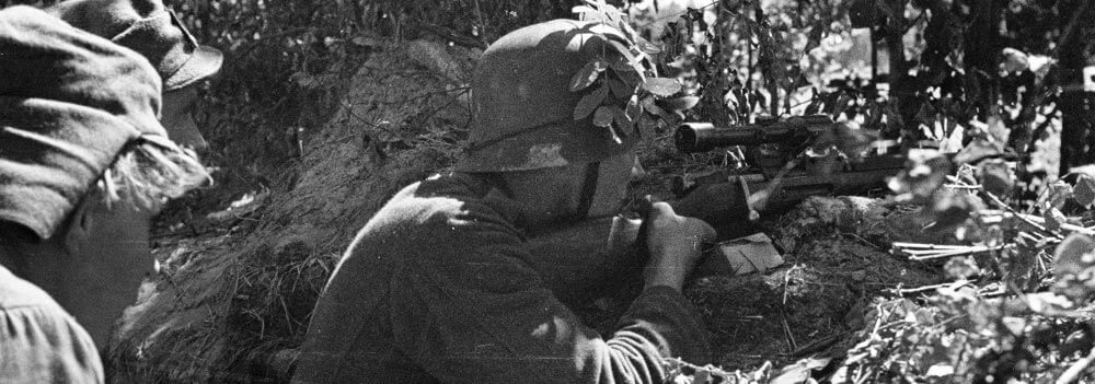 finnish sniper aims at nazi army during operation tanne ost battles for suursaari