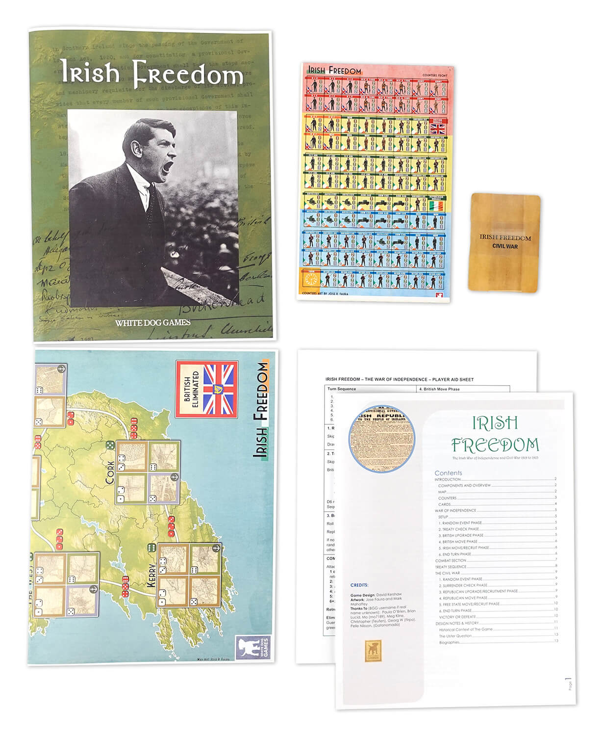 irish freedom game components spread out