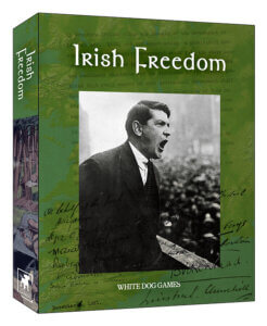 irish freedom wargame box with image of michael collins speaking passionately