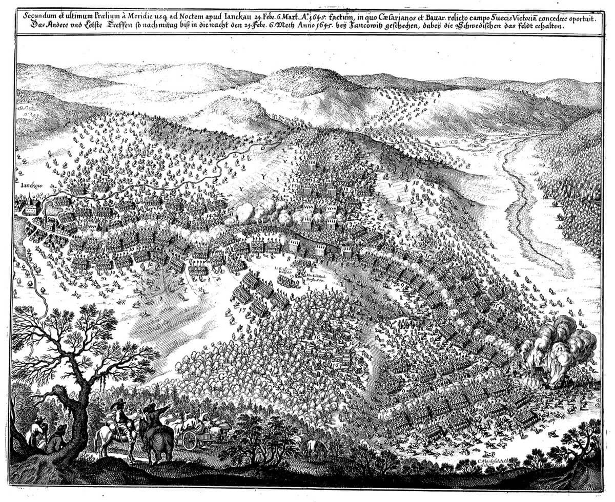 battlefield illustration of the Battle of Jankow, by Matthias Merian