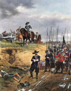 Ernest Crofts painting of Oliver Cromwell and 17th century English military men