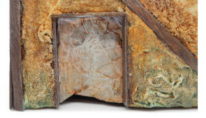 closeup of cloth door on back of the tabletop tavern