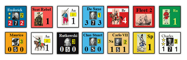 counters for the war game Clash of Sovereigns from GMT Games